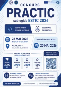 Facultatea de Matematică și Informatică anunță organizarea Concursului de proiecte PRACTIC sub egida Concursului ESTIC, de Informatică și Tehnologii Informatice ediția 2026